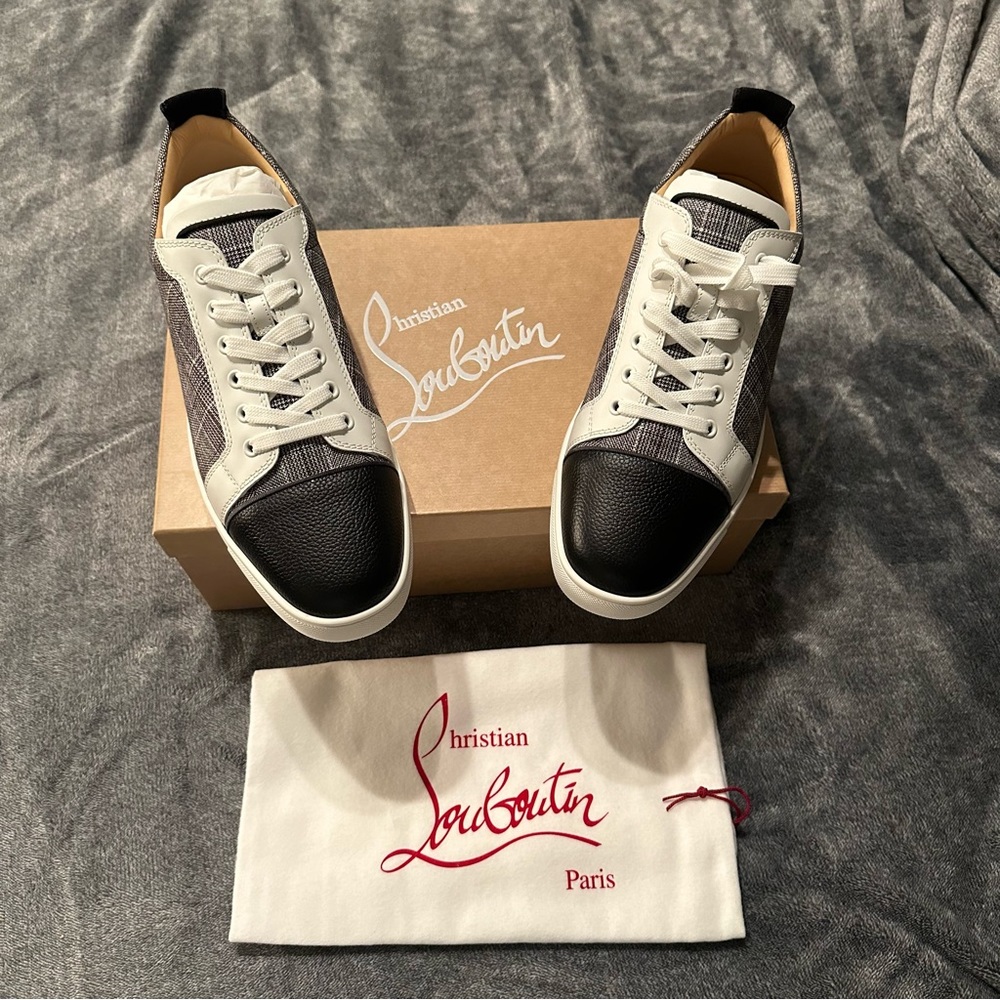 Christian Louboutin Louis Junior Orlato 'Grey Checked Wool' size 44.5